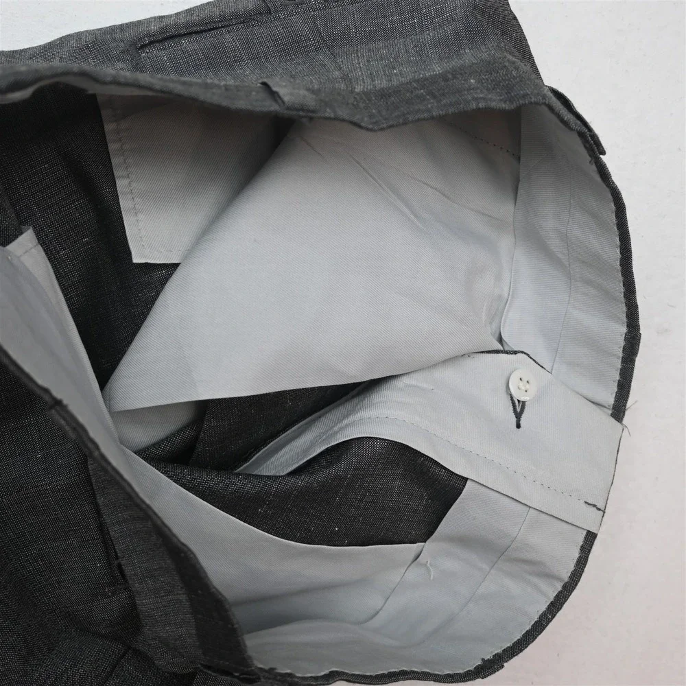 Vtg USA Made Double Breasted 38S 30x30 Gray Slub Check Mens Jacket Pants Suit